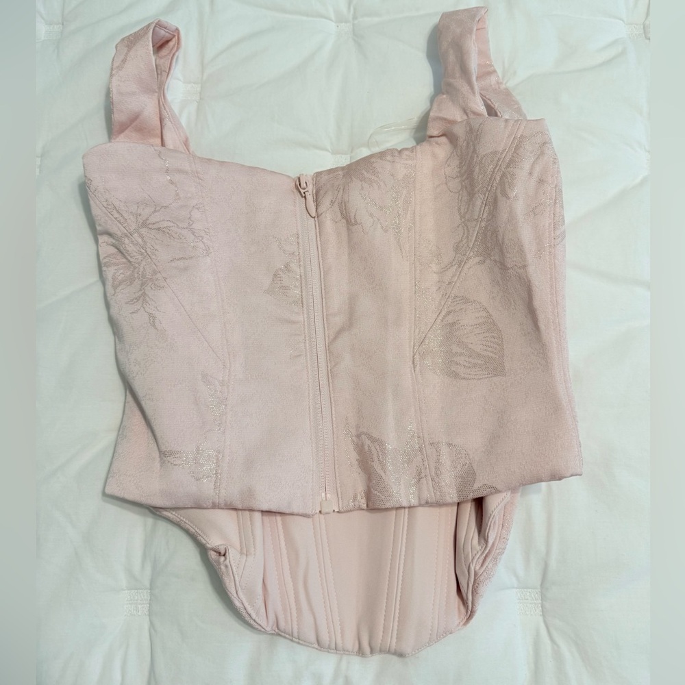 House of CB 'Rafa' pink floral satin longline corset size Small Cup A/C - Picture 3 of 7